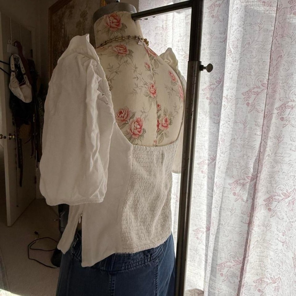 wilfred white‎ cottagecore puff sleeve top womens large - Picture 3 of 6